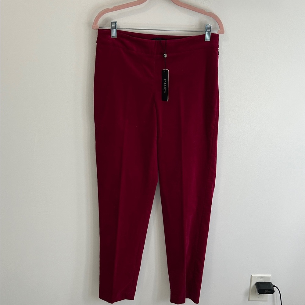 Talbots Curvy Stretch Velveteen Pants Cranberry